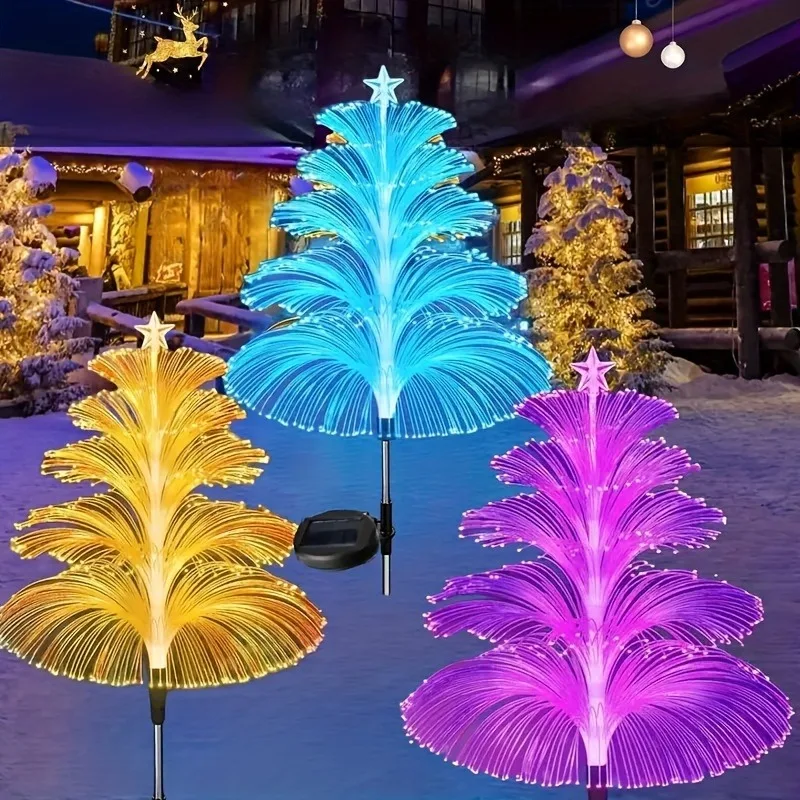 

1PC Outdoor Solar Garden Lights 7 Colors Variable Solar Stake Jellyfish Reed Lights Solar Outdoor Color Changing Lights