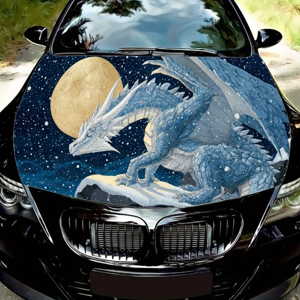 

Dragon in Moon,Car Hood Decal, Self-Adhesive Waterproof PVC Car hood Sticker,Car Decoration Scratch Resistant Sticker Protection