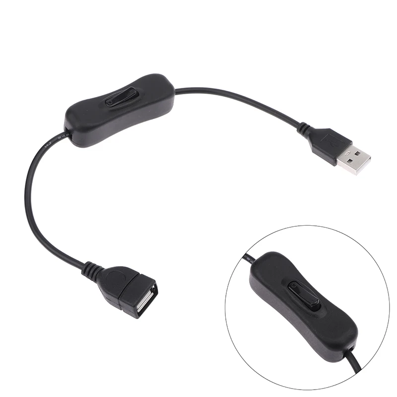 Câble d'extension USB 0.3 avec interrupteur LED pour lampe de bureau, mâle à femelle, marche/arrêt, câble interdit, ligne électrique de nuit, 1.1m, 2.0 m