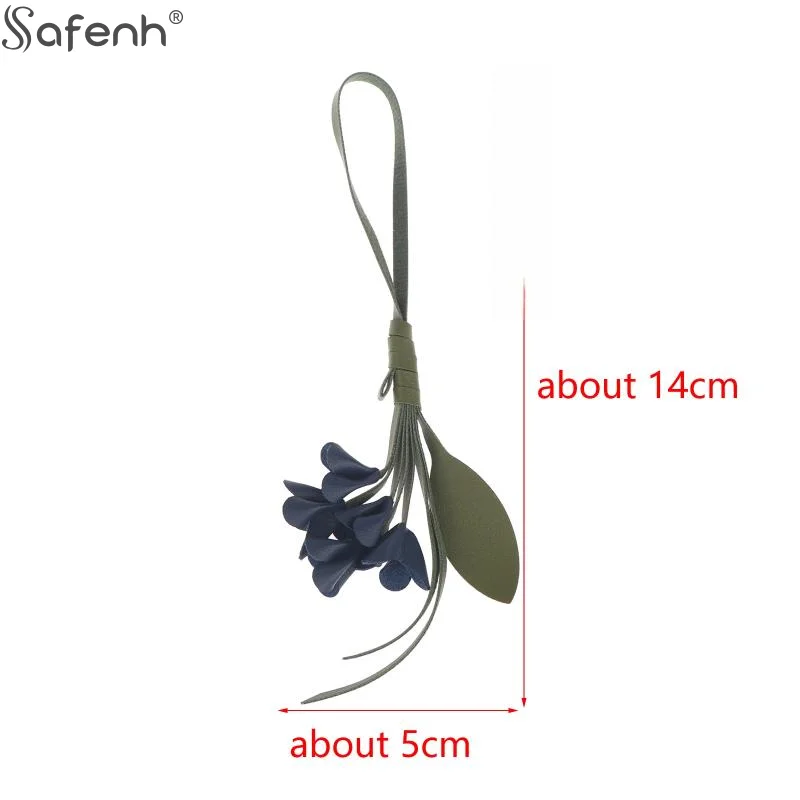 1Pcs PU Leather Simulation Flower Bag Charm Hanging Keychain Car Drape Exquisite Jewelry Personalized Pendant