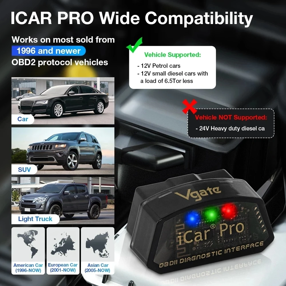 Vgate iCar Pro elm327 obd2 Wifi Bluetooth 4.0 Car Diagnostic Tool for IOS/Android OBD 2 Auto Scanner ELM 327 Code Reader