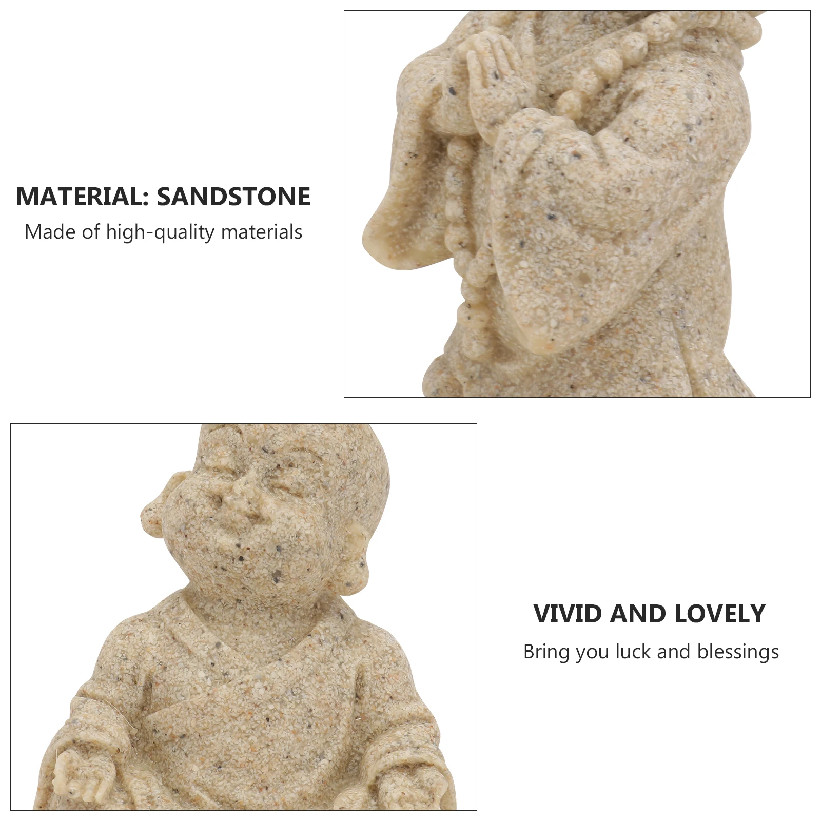 

2pcs Fish Tank Decorations Little Maitreya Buddha Sandstone Craft Adornments Desktop Durable Unique Ornament Sandstone Desktop