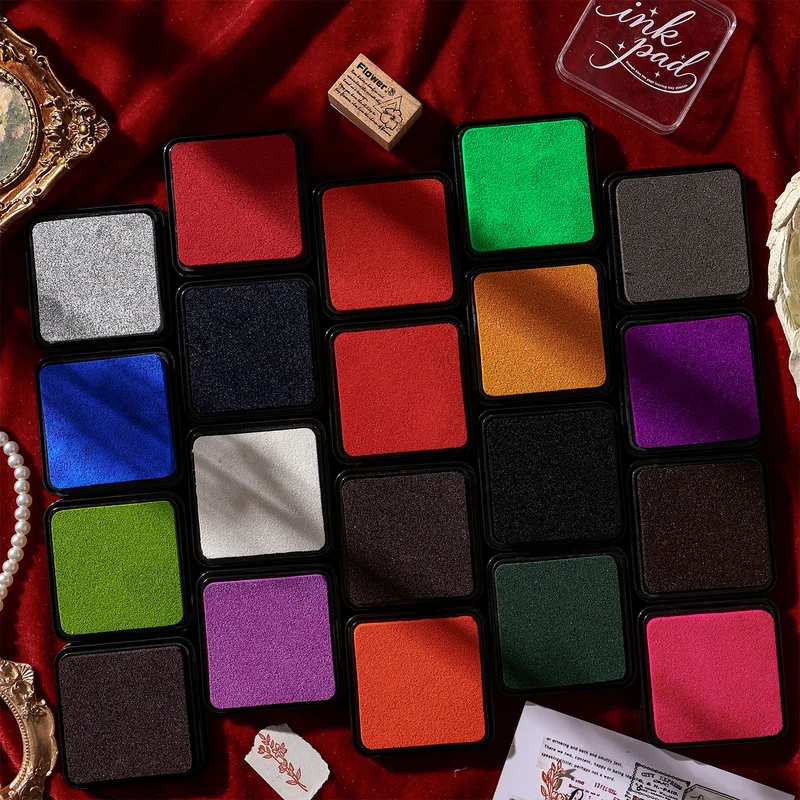 Colored Ink Pad , 20 Colors Vintage Stamp Ink Pads For DIY Scrapbooking, Card Making, Hand Journaling, Art Craft, Multicolor