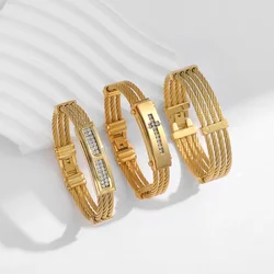 PAPERPLUS | Stainless Steel Cuban Bracelet for Men and Boy Fashion Wire Charm Jewelry High Quality New Design