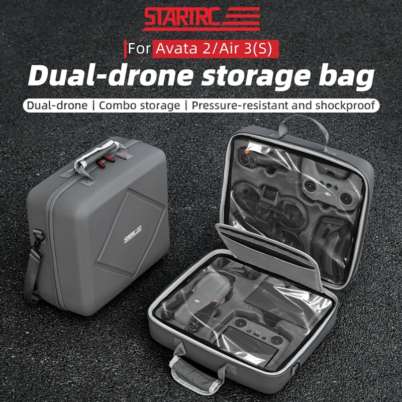 For DJI Avata 2/Mini 4 Pro Air 3/3S Dual Drone Storage Case PU Carrying Case Portable Shoulder Bag Shockproof Handbag Accessory