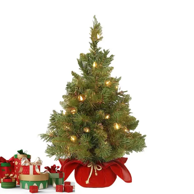 Christmas Tree Artificial Christmas Pine Tree 60cm Realistic Pre-lit Christmas Tree with Warm White LED Lights Christmas