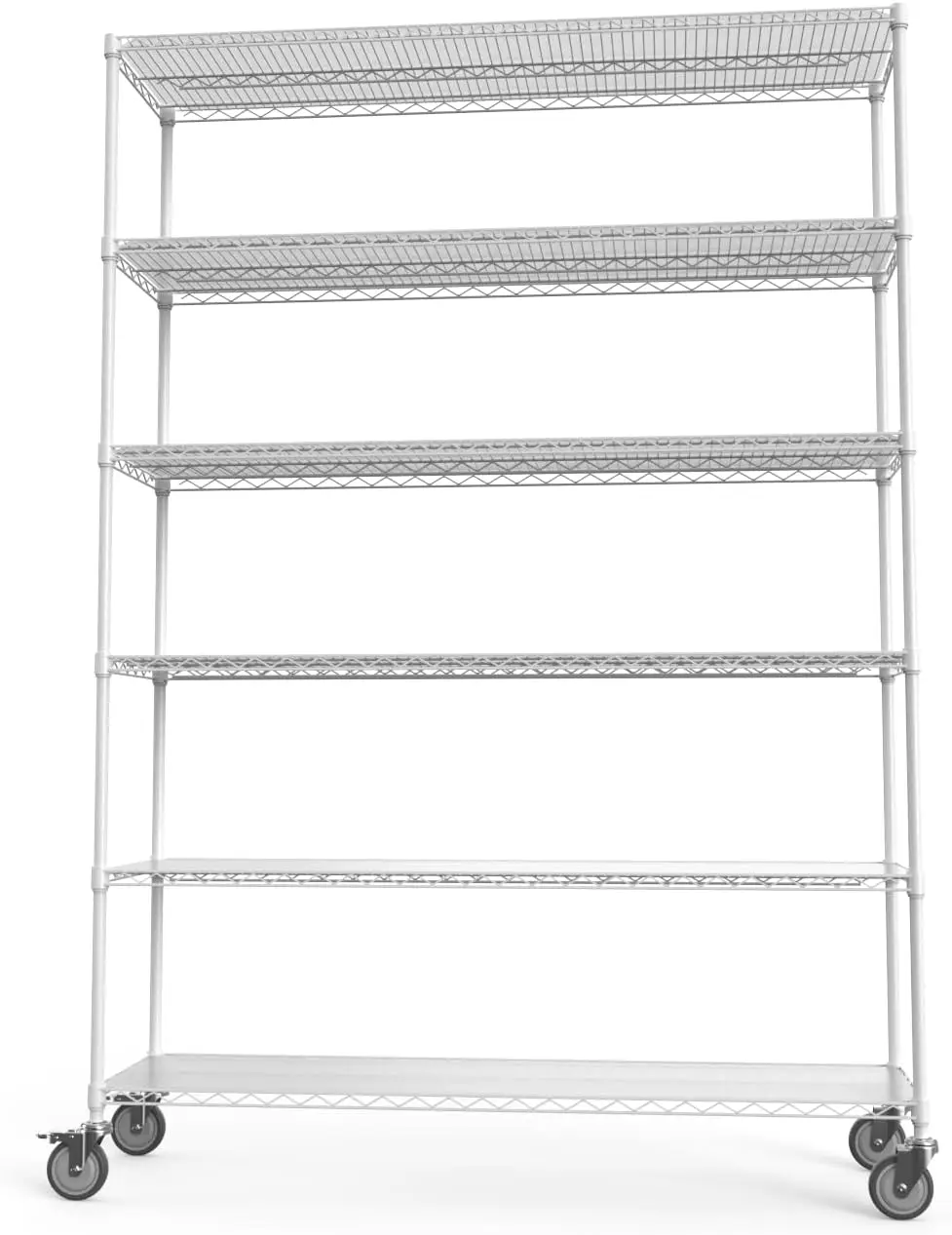 Nsf 6 Tier 6000Lbs Metal Shelf Wire Shelving Unit, Heavy Duty Adjustable Storage Rack With 5In Wheels And Shelf Liners For