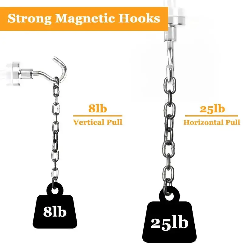 30 pieces/pack, heavy-duty magnetic hook, 25 pound strong neodymium metal magnet, with hanging magnetic hook, cruise magnetic ho