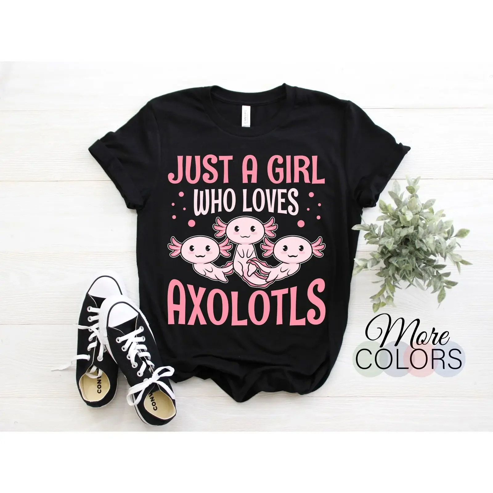 Just A Girl Who Loves Axolotls Cute Pink Axolotl T Shirt Funny Amphibian Mexican Salamander Lover for Girls vintage Washed