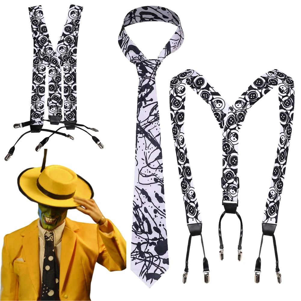 

Маска из фильма, косплей Джим, черно-белые лямки, галстук, ролевая игра, карнавальный костюм на Хэллоуин, реквизит для ролевых игр, аксессуары