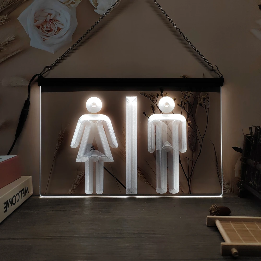 Toilet Washrooms Restrooms Display LED Neon Sign-3D Carving Wall Art for Home,Room,Bedroom,Office,Farmhouse Decor