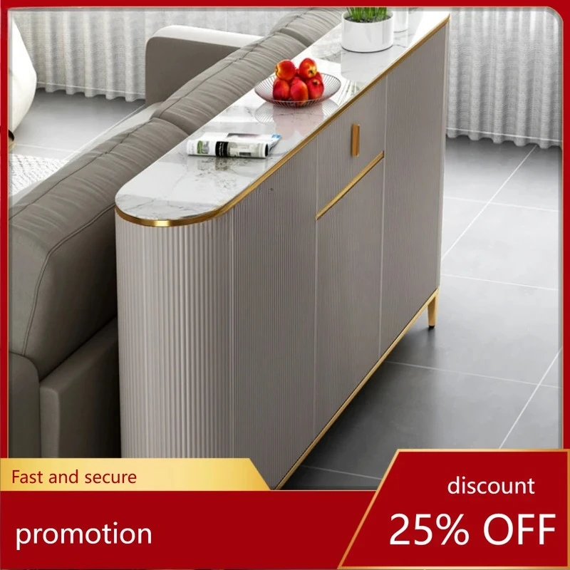 dining side cabinet short ultra-thin multi-layer solid wood integrated against the wall household locker storage rock