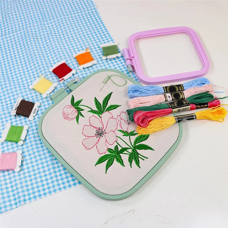 

Square Embroidery Hoops For DIY Crafts, Cross Stitch Hoops With 5 Different Sizes , Colorful Plastic Embroidery Hoops Durable