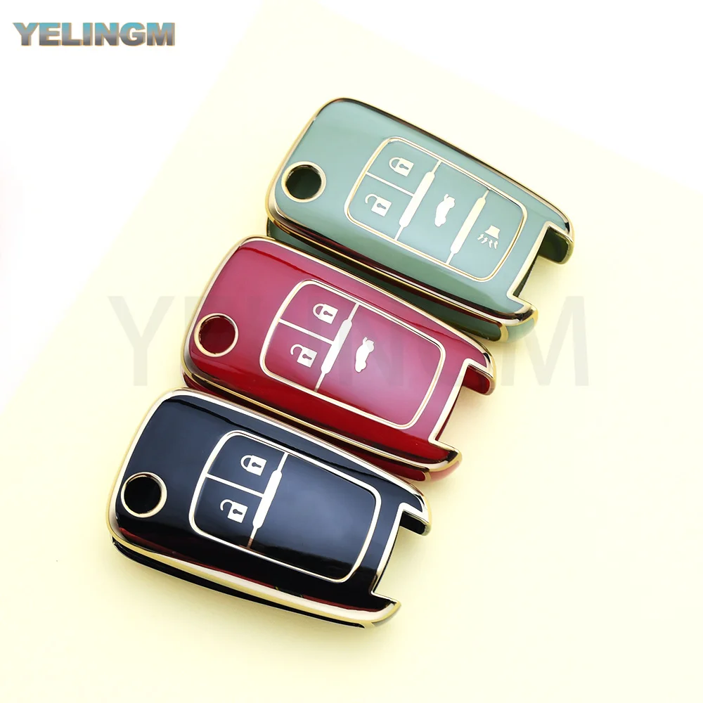 2 3 4 5 Tasten TPU Autoschlüsselhülle für Chevrolet Chevy Cruze Malibu Camaro Aveo Equinox Impala Sonic Smart Key Case