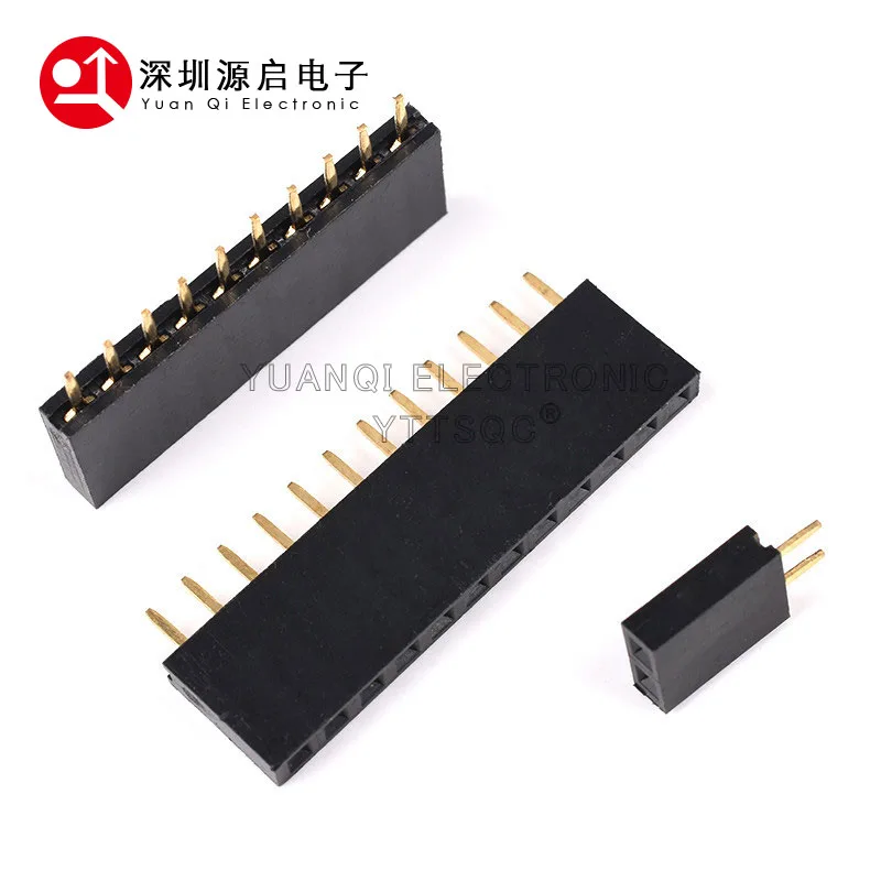Piezas hembra de una sola fila, Conector de cabezal hembra de 100 MM, 2P, 3P, 4P, 5P, 6P, 7P, 8P, 9P, 10P, 11P, 12P, 13P, 14P, 15P-40Pin, 2,54