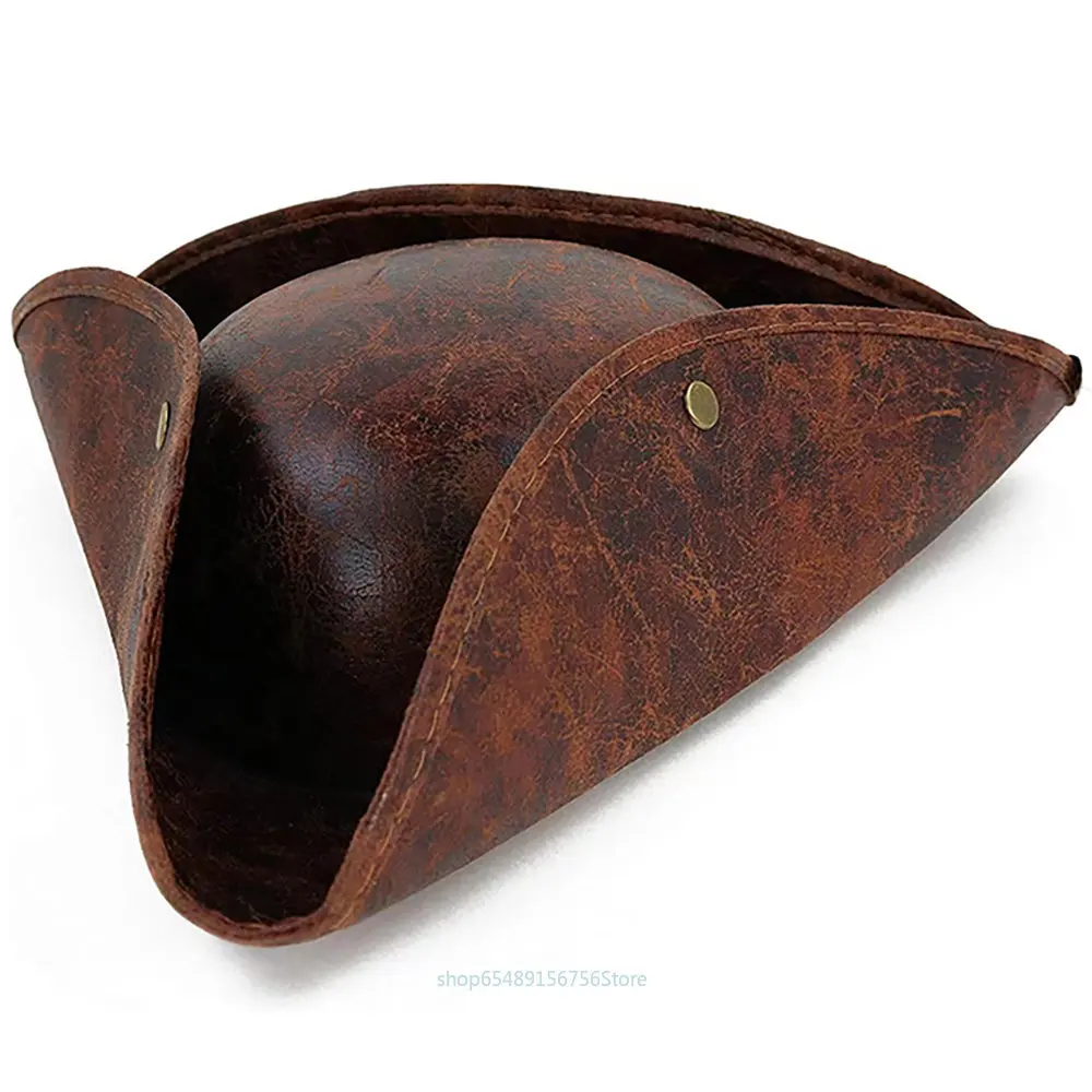 Chapeau de pirate en faux cuir pour hommes et femmes, chapeau de capitaine 7.5 ate, chapeau de cosplay vintage, chapeau de fête masqué, chapeau tricorne