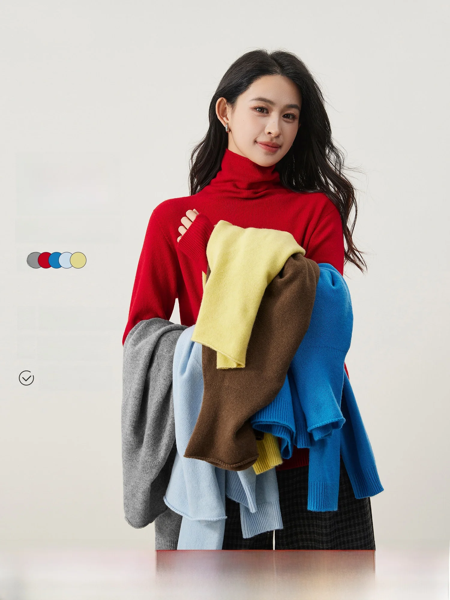 

Mijia High Quali Full Wool Sl One-Piece High Collar Women's Basic Knitwear Multi-Color Casual Ele Sle Winter Warm