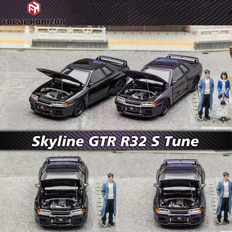 FH В наличии 1:64 Skyline GTR R32 S Tune Carbon Black PURPLE Литая под давлением диорама Коллекция моделей автомобилей Миниатюрные игрушки Focal Horizon