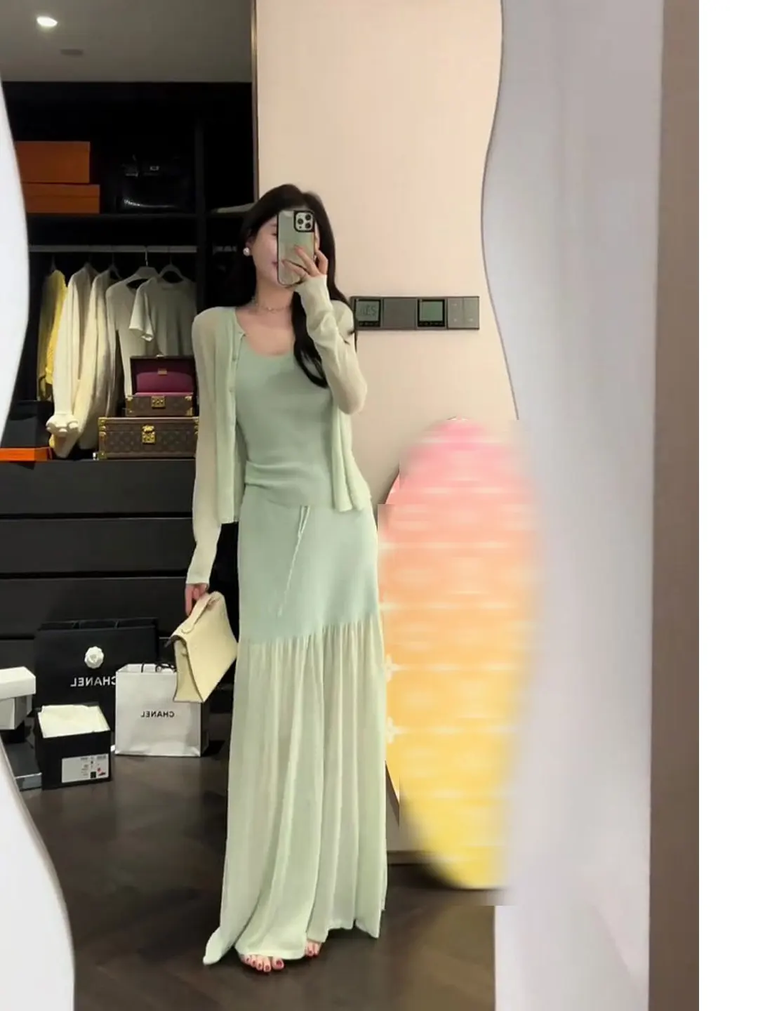 

Spring Summer Three-Piece Set Korean Style Sun Protection Knitted Cardigan Strap Vest Half Skirt Casual Loose Fit Fashion Set