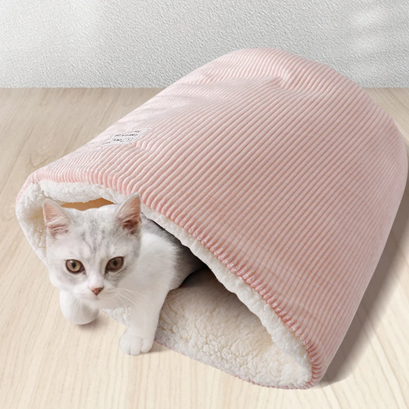 Plush Puppy Kennel Winter Warm Cat Sleeping Bag Medium Small Dogs Bed Basket Soft Comfortable Pet Kitten Cave House Thicken Nest