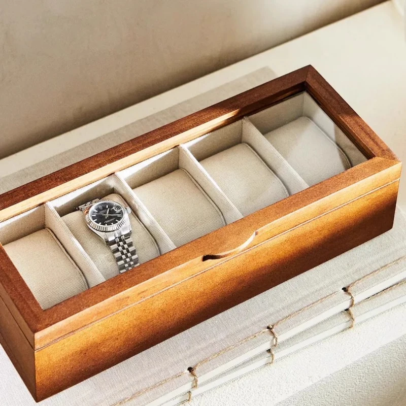 Wooden Watch Box Case Organizer Women Luxury Watch Storage Holder Box Display 5 Slot Personalized Seiko Watches Case Packing