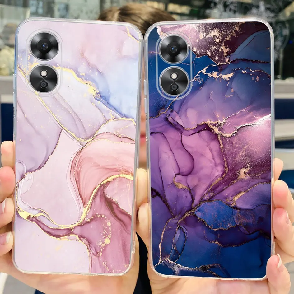 For OPPO A17 A17K Case CPH2471 CPH2477 Silicone Cover Fashion Flower Clear Soft Bumper For OPPOA17 OPPOA17K A 17 A 17K TPU Funda image 3