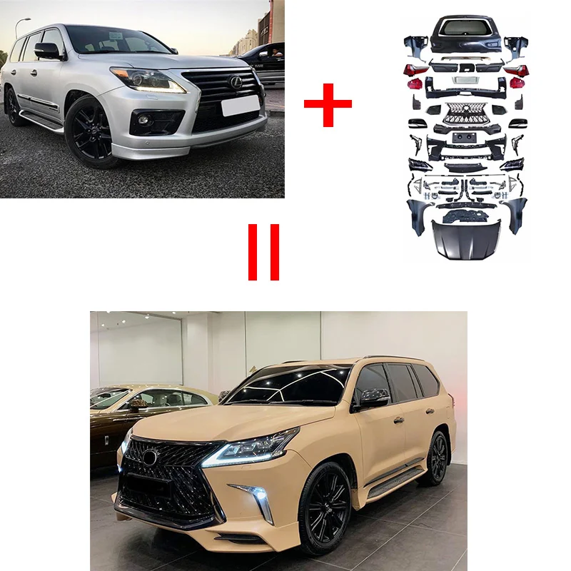 upgrade to 2020 model old new good price body kit include front and rear bumper,headlights for Lexus lx570 2008-2015