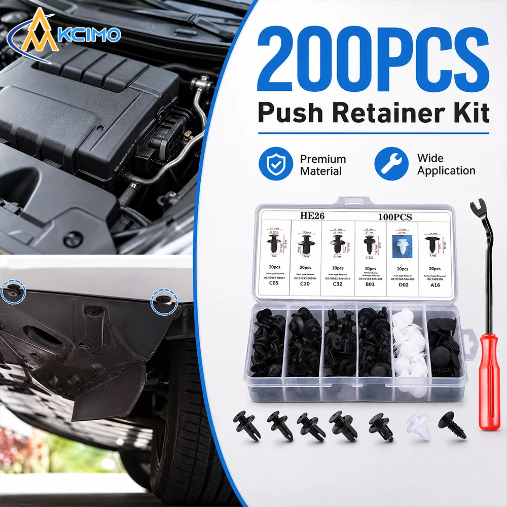200PCS Mixed Size Auto Clip Assortment, Plastic Push-In Expansion Rivets, Universal Car Trim Panel Fastener Kit