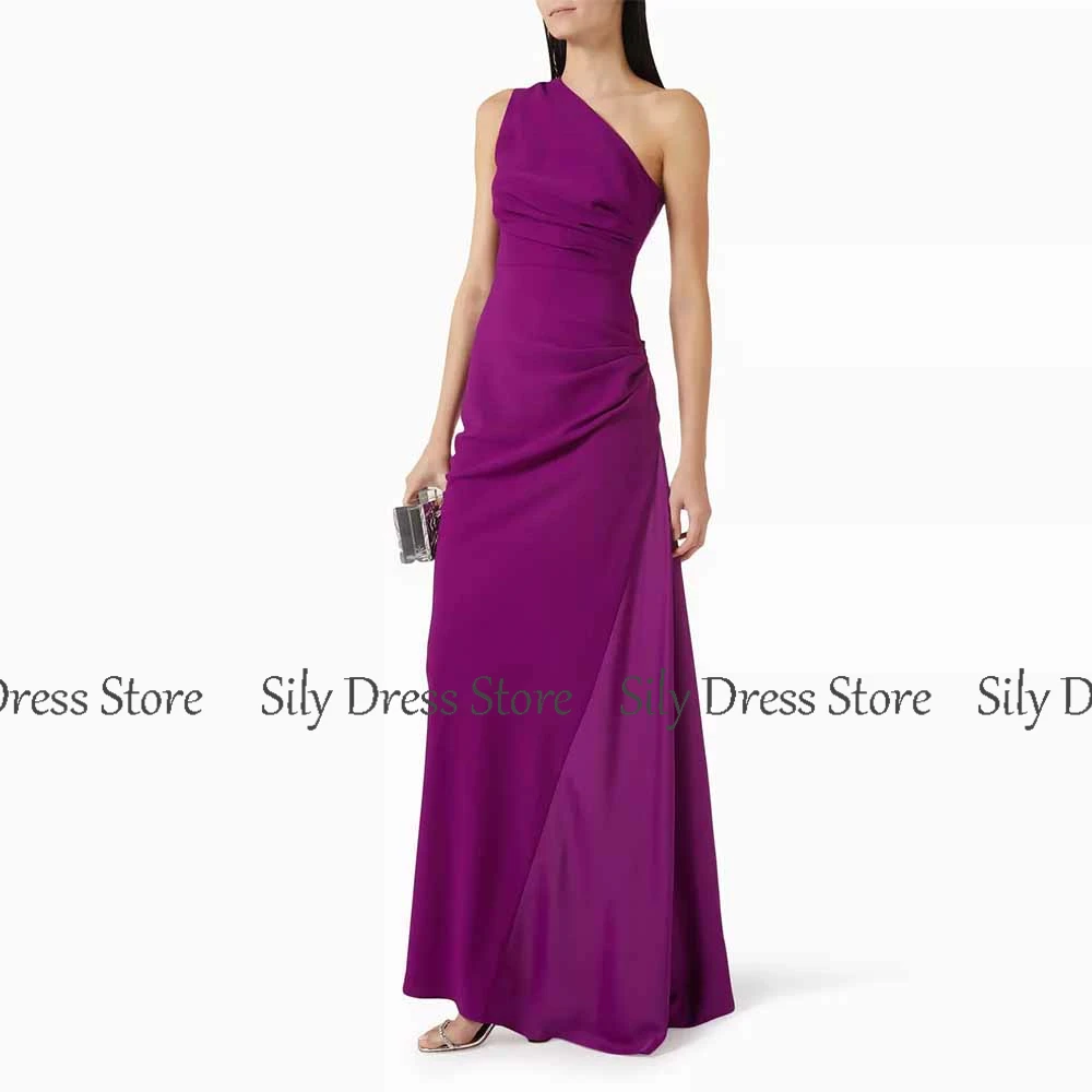 فساتين الحفلات الرسمية 2025 فستان سهرة جيرسي غمد/عمود أرجواني بكتف واحد مطوي ثنيات نسائية مسائية طويلة #3