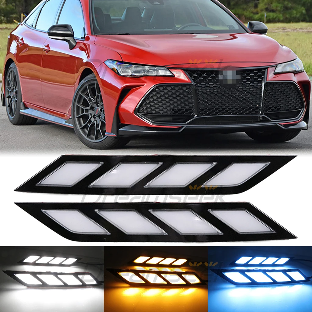 

3 Color LED DRL Grille Light w/ Yellow Turn Signal Lamp for Toyota Avalon 2019 2020 2021 2022 Daytime Running Light Fog Lamp