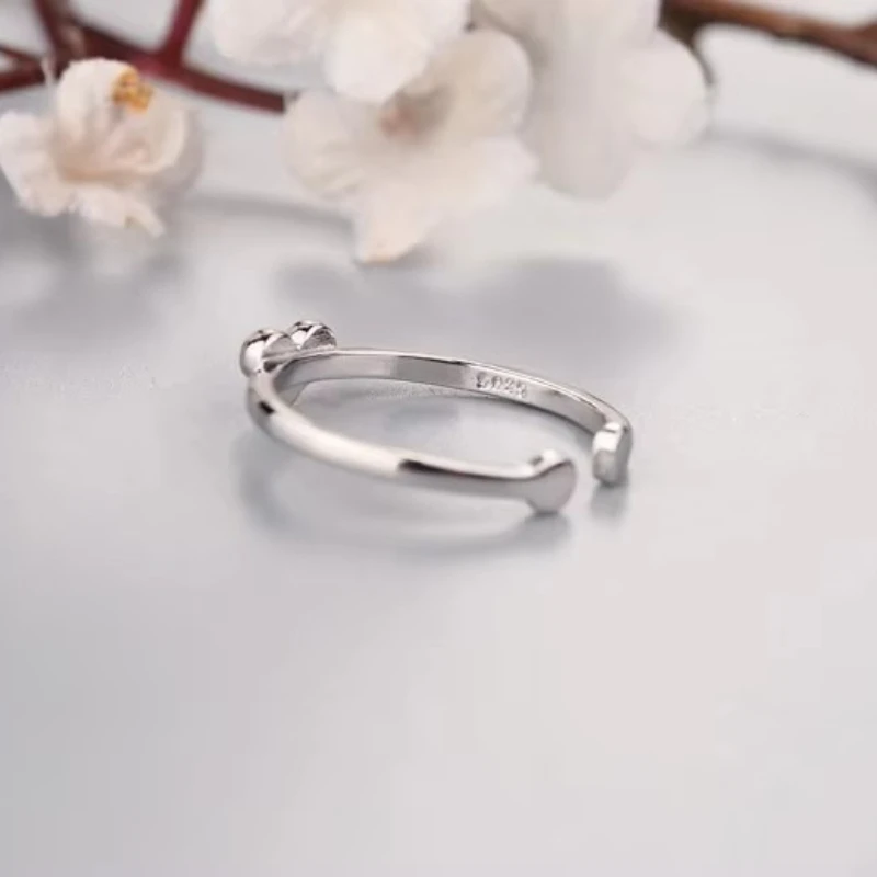 Hot Sale 925 Sterling Silver Heart Ring For Women Original Fine Jewelry Gift Open Adjustable Finger Ring