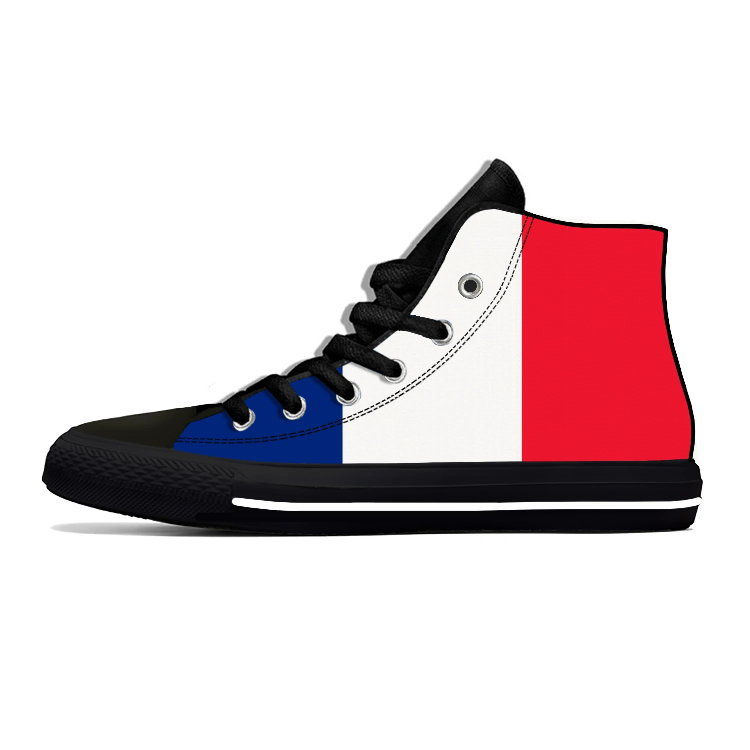 France French Flag Patriotic Pride Fashion Funny Casual Cloth Shoes High Top Lightweight Breathable 3D Print Men Women Sneakers