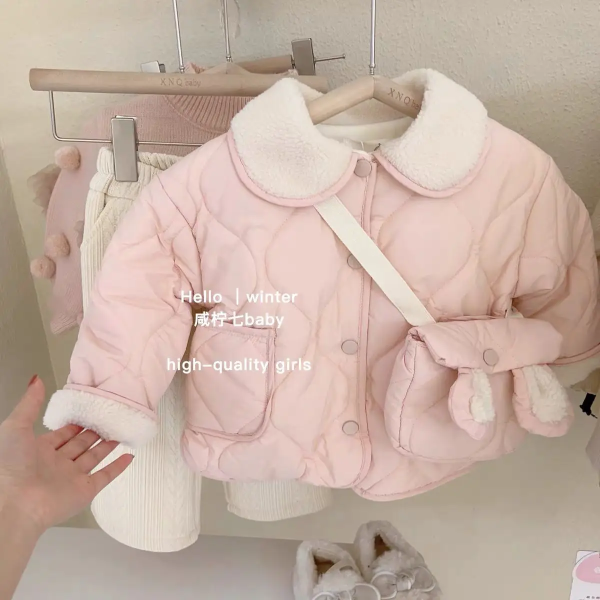 Autumn Winter Children Coat Velvet Thicken Baby Boys Clothes Korean Jacket for Kids Pink Color Fashion Girls Outerwear 1-7 Years