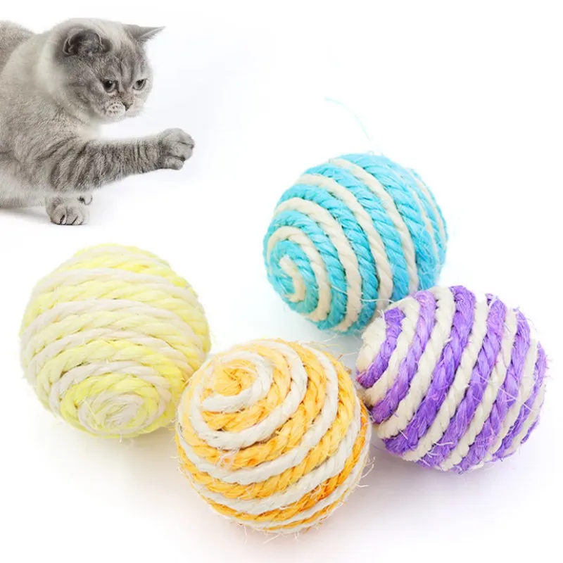 

Cat Toy Sisal Ball 2PC Cat Toys Interactive Bite-resistant 2PCS Sisal Balls Toys for Cats Tease Cats Toy with Bell Pet Supplies