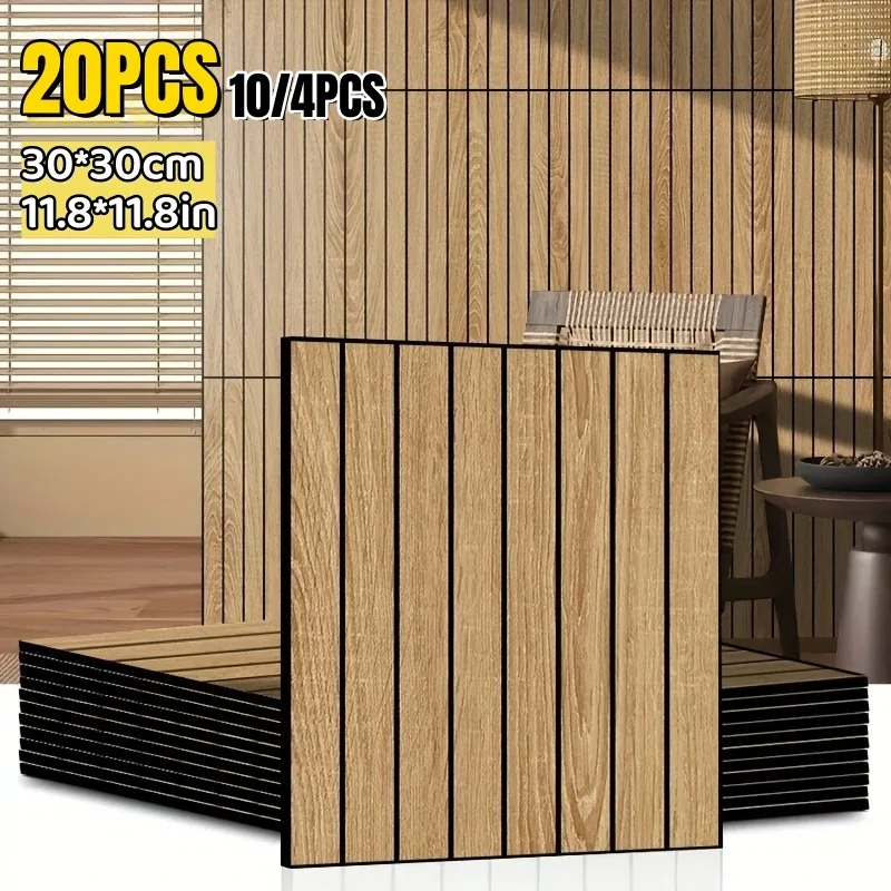 

3D Retro Grille Board Self-Adhesive Wallpaper Waterproof Thick Realistic Wood Grain Texture Wall Stickers Refurbishment Indoor