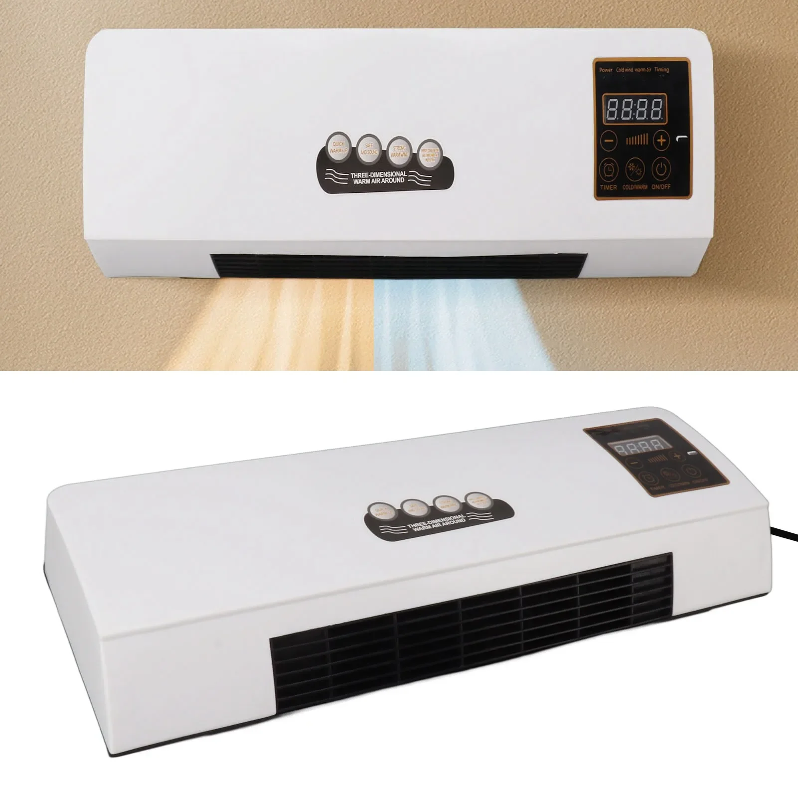 110V Wall Mounted Heater & Air Conditioner for Bedroom & Dorm, Silent Operation Dual Use Heating Machine