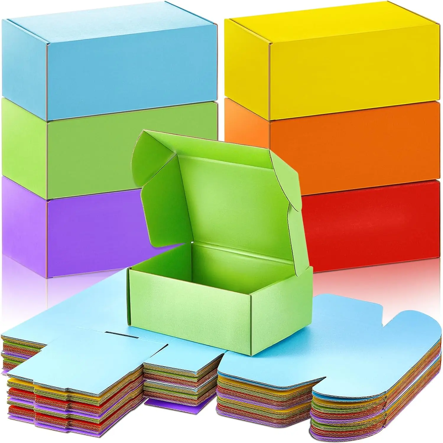 

24 Pcs Corrugated Shipping Boxes with Lids, 7.57x5.5x3.1 Inch Assorted Color Cardboard Mailers for Small Business Gift Wrapping