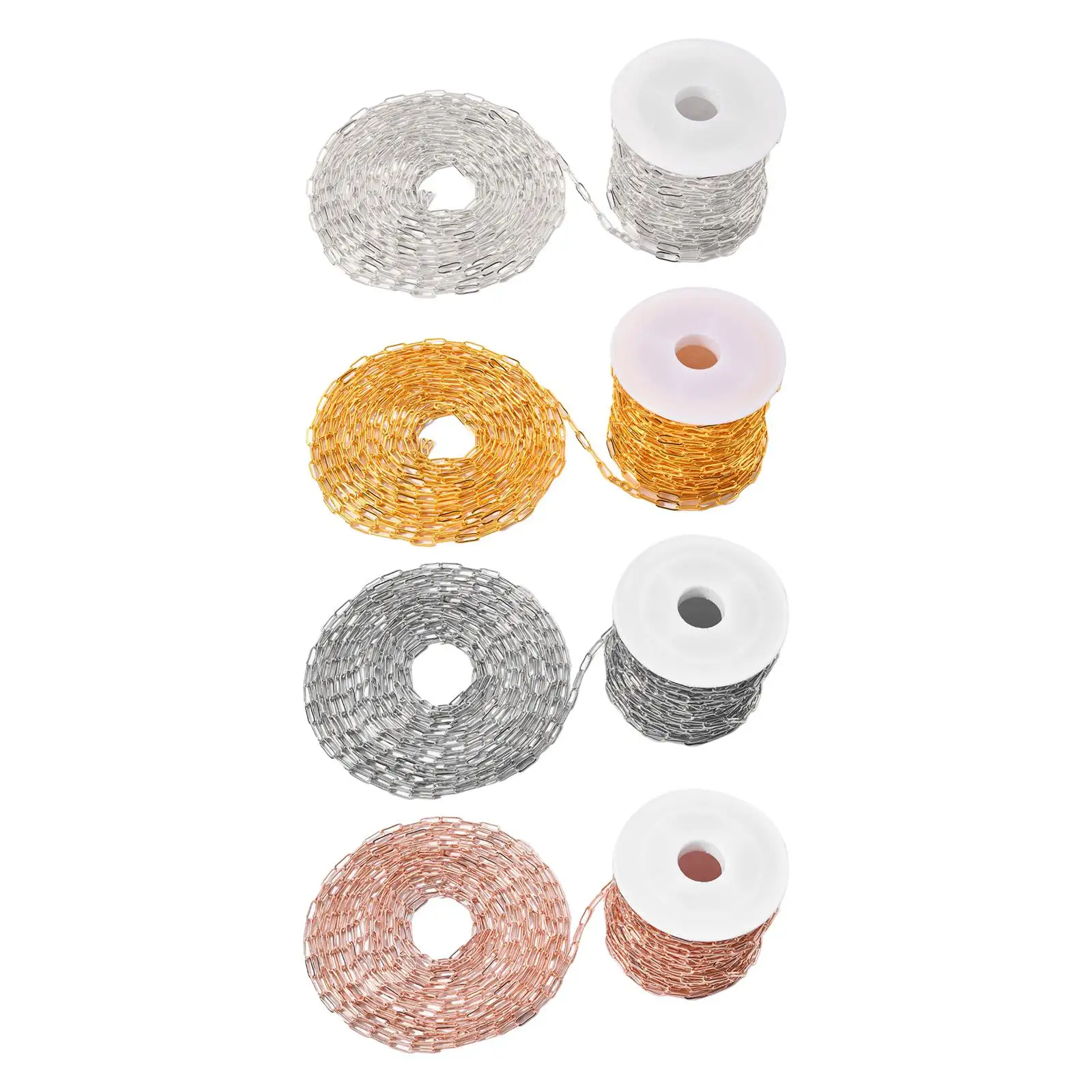 Paperclip Chains , 10M / 32.8 Feet Spool Packaged Roll Bulk Flat , for Jewelry Making Anklet Choker Necklace.