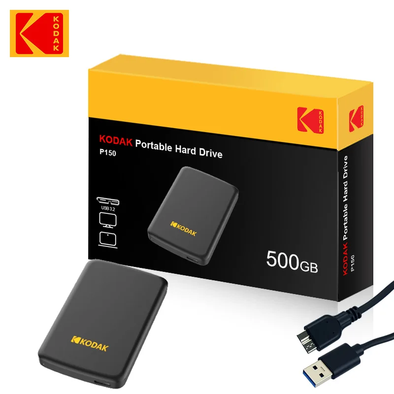 

Портативный внешний жесткий диск KODAK P150, 512 ГБ, 2,5 дюйма, USB 3.0, 5 Гбит/с, игровой накопитель, совместимый с ноутбуками и настольными компьютерами