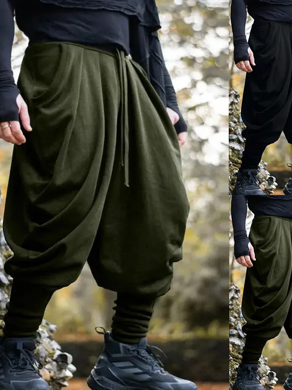 

Loose Men's Outdoor Harlan Pants High Street Style Elastic Waist Cuffed Trousers Polyester Fiber Casual Pants for Men