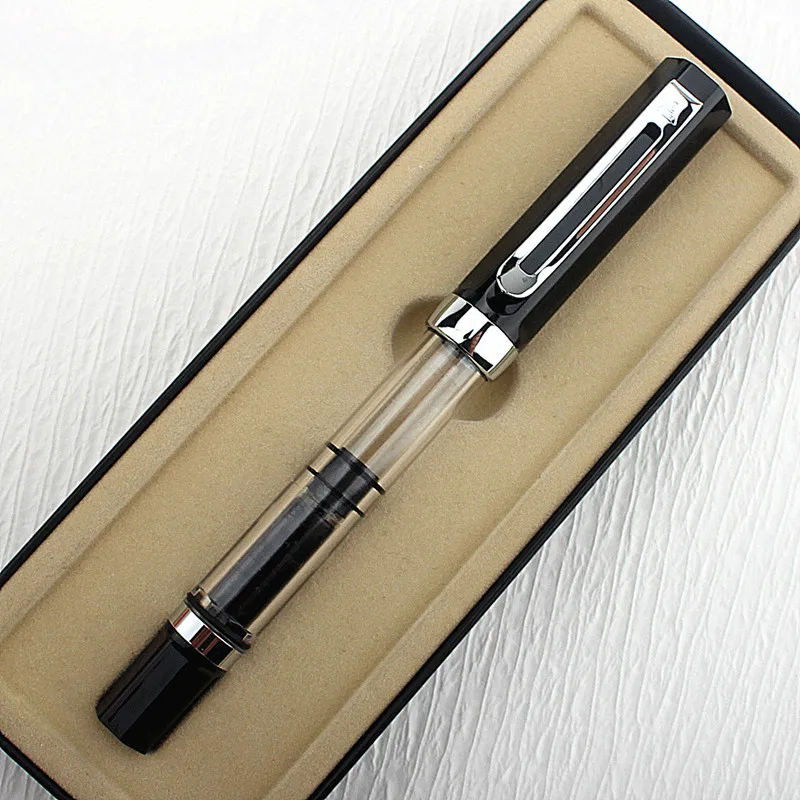 New Posture Correction Piston Fountain Pen Plastic Transparent White Ink Color EF/F Nib School Office