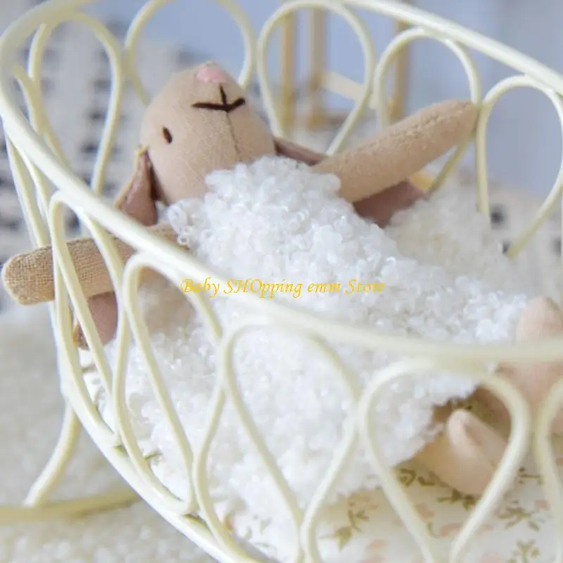 23GD Dollhouses Baby Cradles Bed met kussen 1/12 Schaal IJzeren meubels Scene Decors