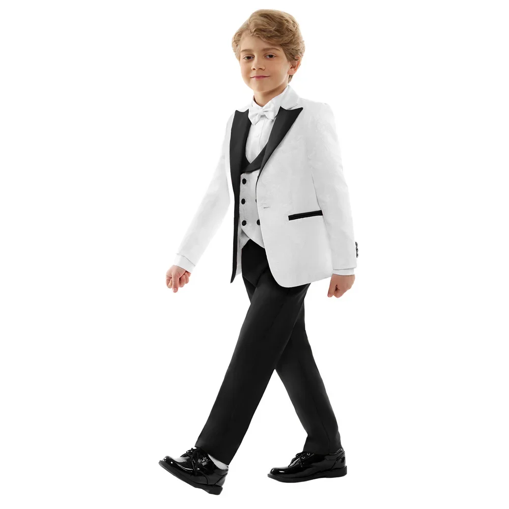 10 days delivery Elegant Boys Suit Set 4PCS For Formal Party Dress Graduation Ceremony Clothing Includes Blazer Vest Pants Bow