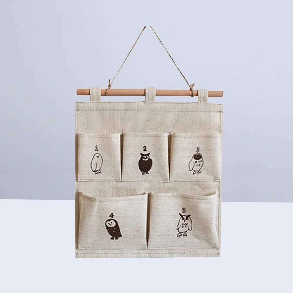 

Owl Hanging Storage Bag Door Wall Organizer Large Capacity Multi Pocket Cotton Linen Fabrics Home Storage Space Saving
