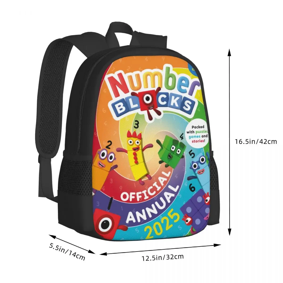 Cartoon Number-Blocks Travel Laptop Backpack, Business College School Computer Bag Gift for Men & Women