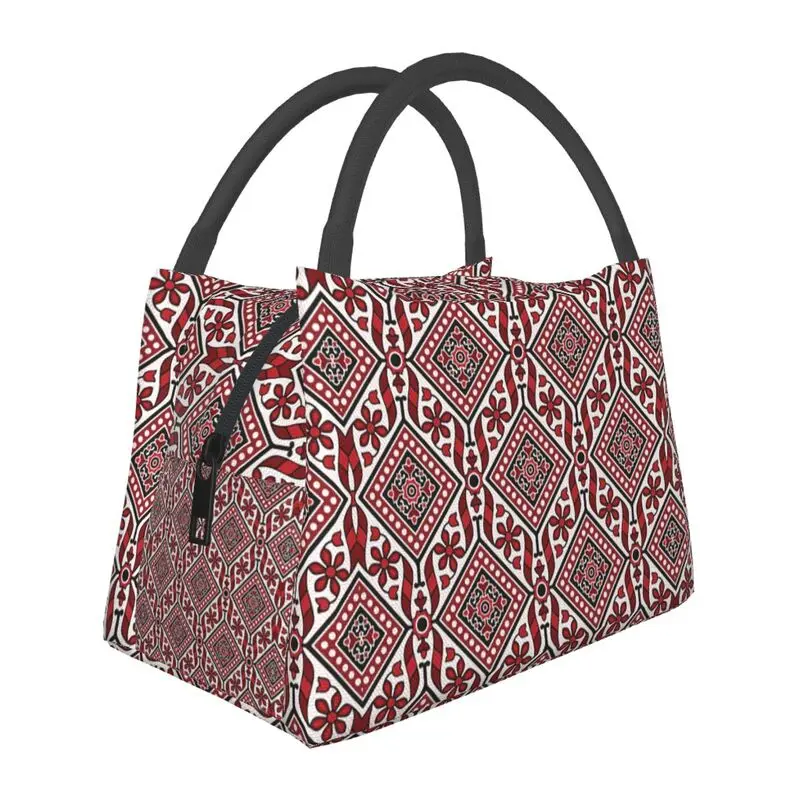 

Traditional Ajrak Design Thermal Insulated Lunch Bag Women Pakistan Cultural Lunch Tote for Work Travel Storage Meal Food Box