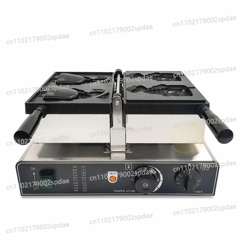 Electric Open-Mouth Taiyaki Maker Fish Shaped Waffle & Ice Cream Cone Baker for Snack Shop