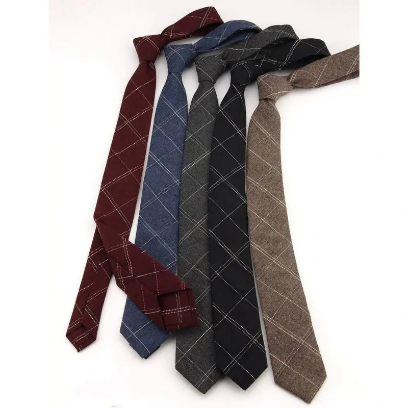 

Fashion men's Necktie Plaid narrow ties 6cm casual party cotton office
