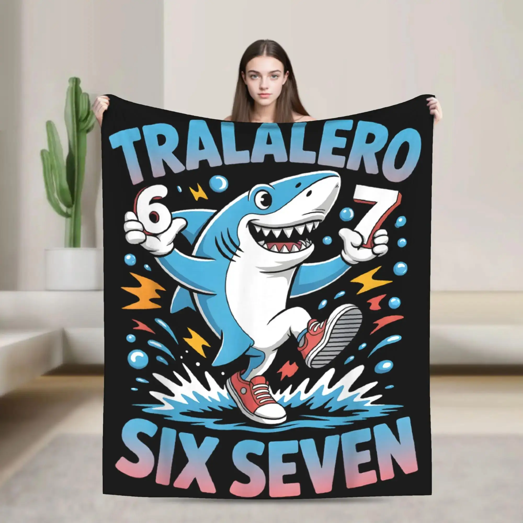 

Забавное итальянское мем-покрывало Brainrot Six Seven из мягкого плюша для спальни мальчиков, фланелевое покрывало, необычный подарок