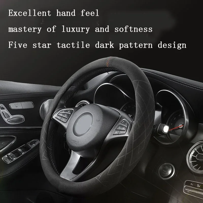 Steering Wheel Covers 38cm /36cm Diameter Universal Round/D-Shaped Car Steering Wheel Case Comfortable Non-Slip Easy To Install